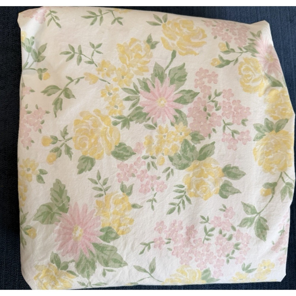 Vintage Pottery Barn Kids Abigail Twin Size Duvet Cover Pink Yellow Floral Roses